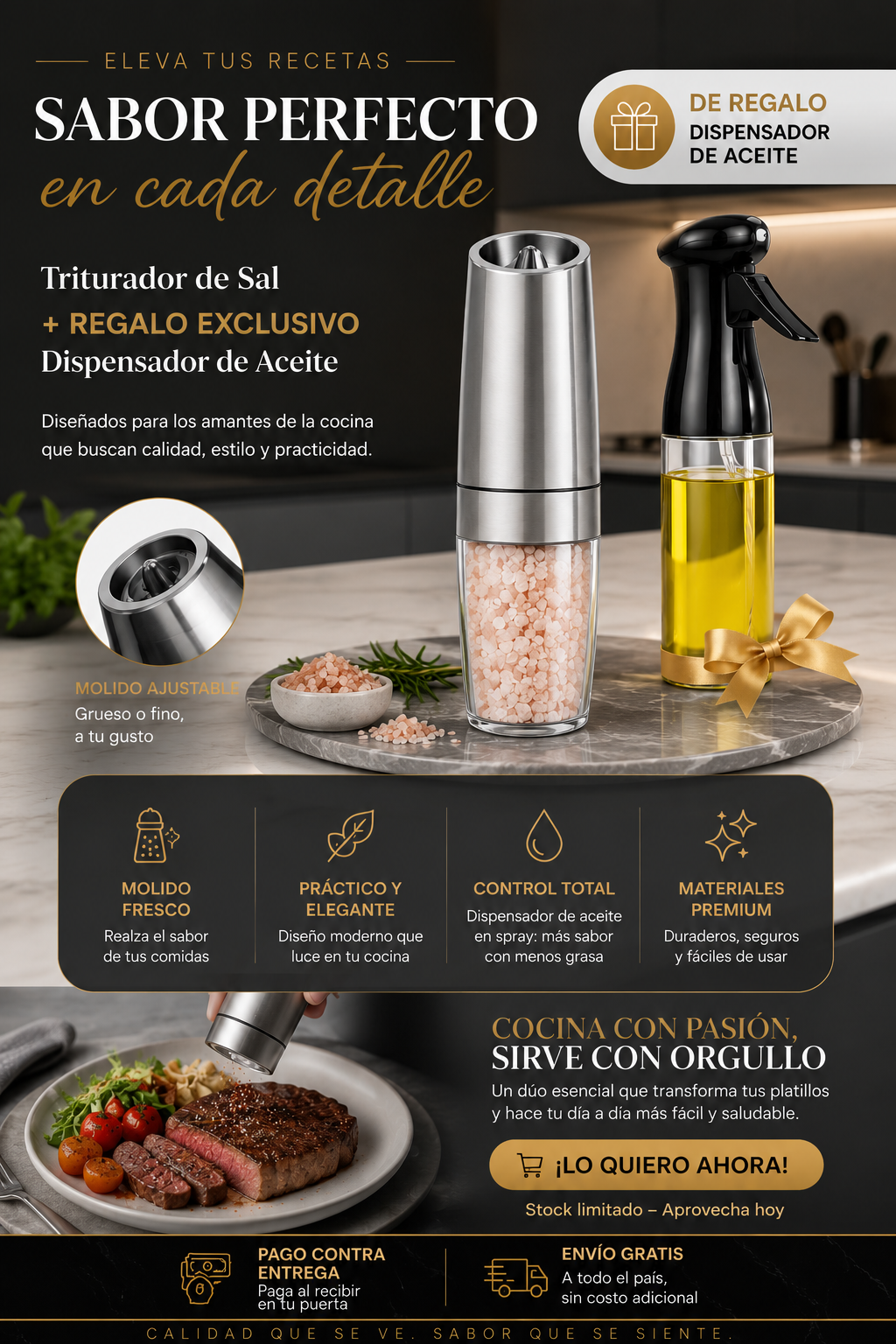 Triturador eléctrico con Luz Led + Regalo Exclusivo 🎁