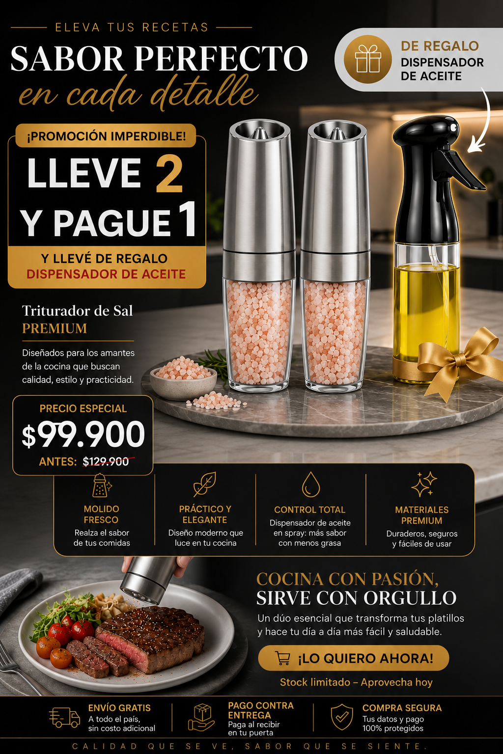 Triturador eléctrico con Luz Led 2x1 + Regalo Exclusivo 🎁