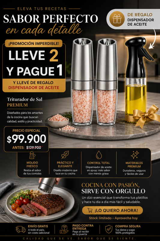 Triturador eléctrico con Luz Led 2x1 + Regalo Exclusivo 🎁
