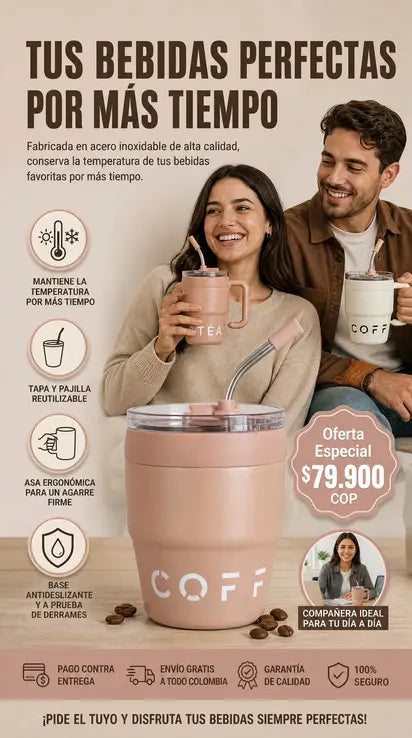 Taza de Acero Inoxidable Disfruta tus bebidas a la temperatura perfecta todo el día